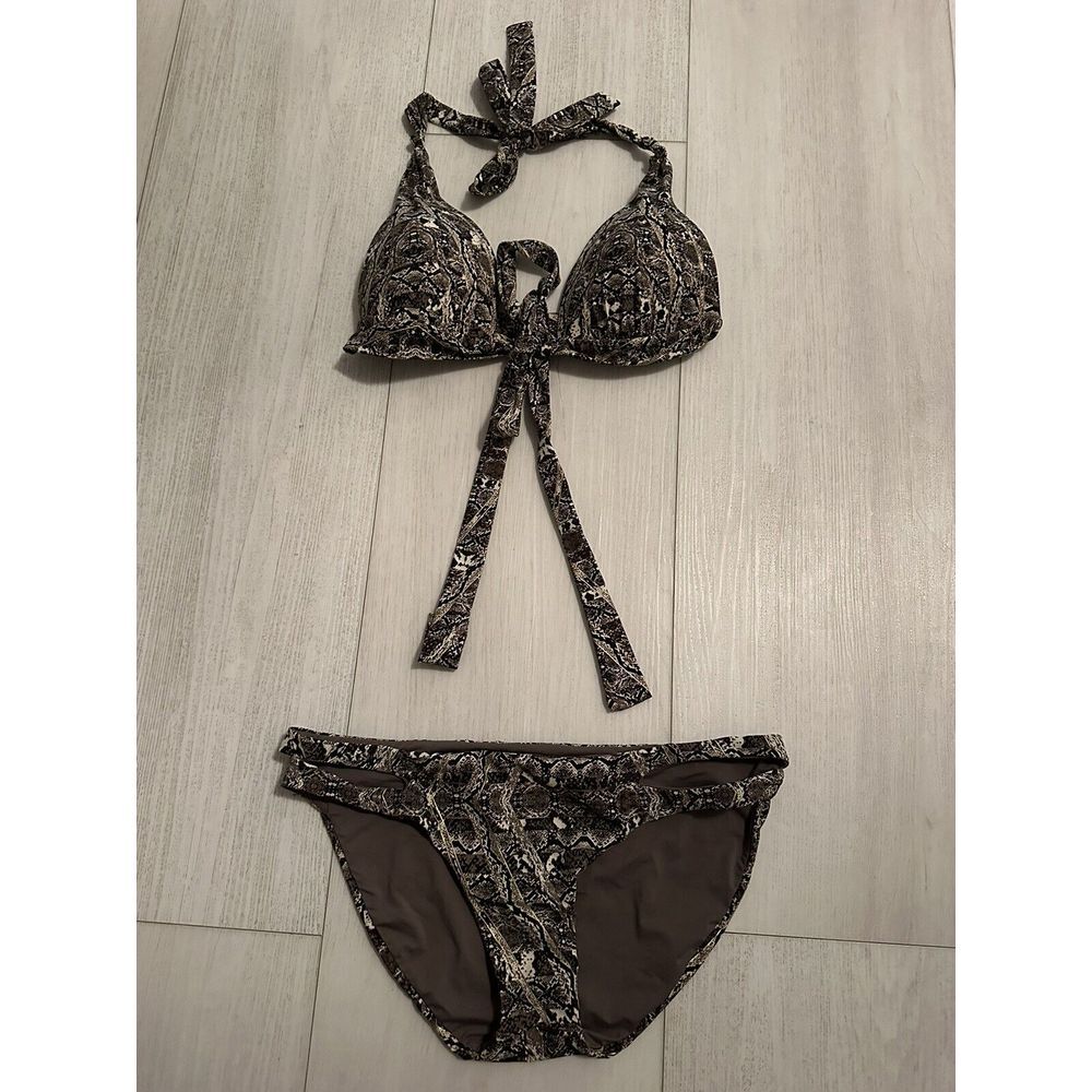Red Carter Triangle Bronze Gold Swimsuit Bikini Set Sz 6 / S
